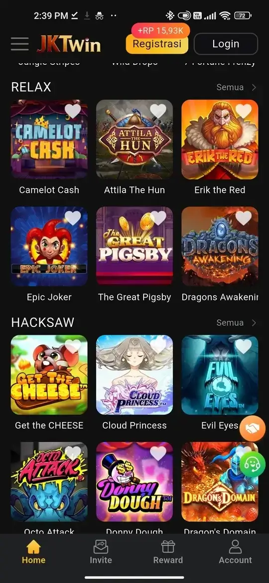 Koleksi permainan Relax Gaming dan Hacksaw Gaming